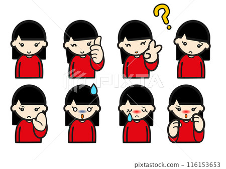 Girl facial expression set Girl facial expression set 116153653