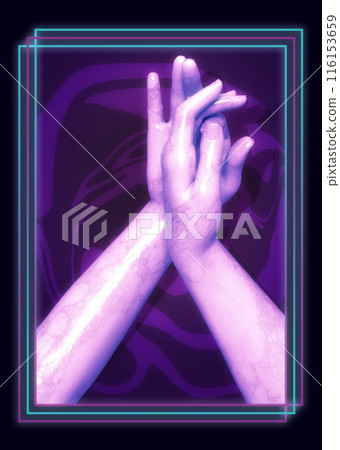 3D White marble female hands statue vaporwave 116153659