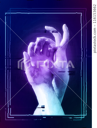 3D White marble female hands statue vaporwave 116153662