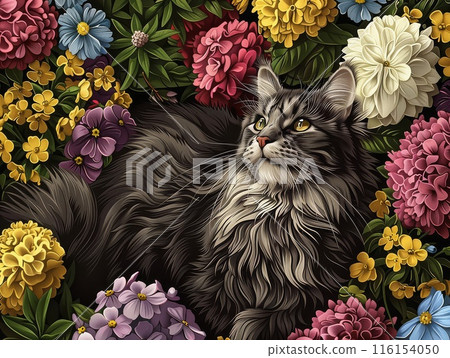 Giant Grand Presence Unfolds Within the Vibrant Floral Landscape Unfolds 116154050