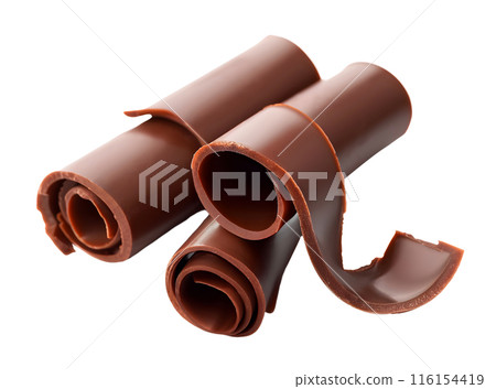 Chocolate Curls isolated on transparent background, sweet food concept, realistic illustration 116154419