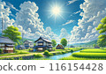 陽光透過雲層照射的日本風景 116154428