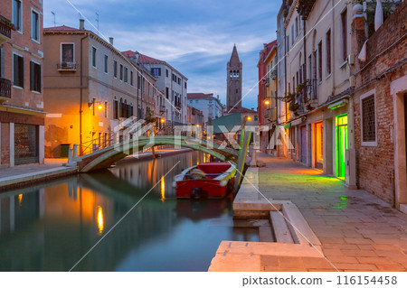 Typical Venetian canal in Venice, Italy 116154458