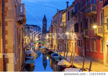 Typical Venetian canal in Venice, Italy 116154459