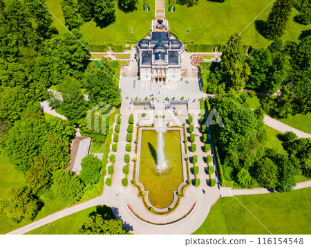 Schloss Linderhof Palace aerial panoramic view 116154548