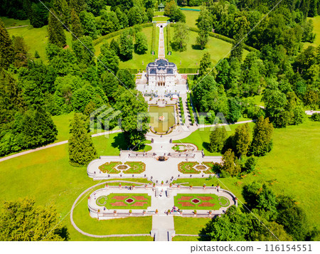 Schloss Linderhof Palace aerial panoramic view Schloss Linderhof Palace aerial panoramic view 116154551