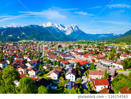 Garmisch-partenkirchen town aerial panoramic view, Germany Garmisch-partenkirchen town aerial panoramic view, Germany 116154563