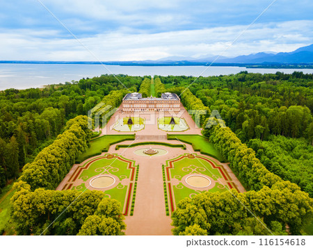 Herrenchiemsee Palace aerial panoramic view, Bavaria 116154618