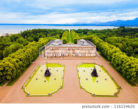 Herrenchiemsee Palace aerial panoramic view, Bavaria 116154620