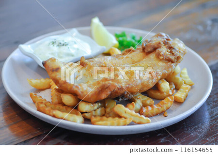 fish and chip or fried fish with French fries fish and chip or fried fish with French fries 116154655