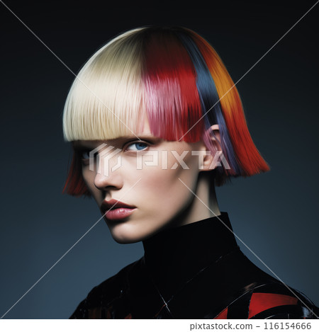 beautiful blonde woman with blue makeup beautiful blonde woman with blue makeup 116154666