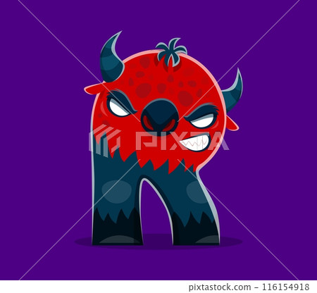 Halloween font, letter R as devil monster character, vector cartoon horror ABC alphabet. Halloween font type or kids spooky typeface, letter R in shape of hell devil with scary grim and horns Halloween font, letter R as devil monster character, vector cartoon horror ABC alphabet. Halloween font type or kids spooky typeface, letter R in shape of hell devil with scary grim and horns 116154918