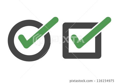 Round and square checkbox icon set. Selection. Vector. Round and square checkbox icon set. Selection. Vector. 116154975