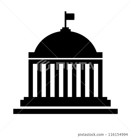 簡單的政府大樓輪廓圖示。向量。 簡單的政府大樓輪廓圖示。向量。 116154994