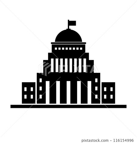 Government building silhouette icon.Vector. Government building silhouette icon.Vector. 116154996
