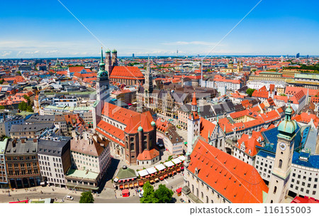 Marienplatz aerial panoramic view in Munich city, Germany Marienplatz aerial panoramic view in Munich city, Germany 116155003