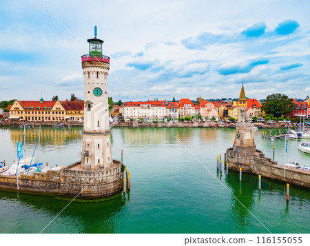 Lindau aerial panoramic view in Bavaria, Germany 116155055