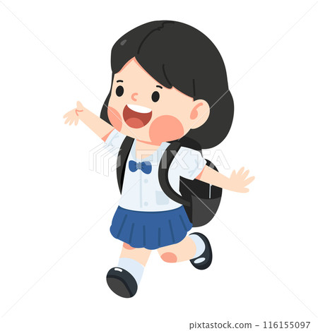 Happy girl going to school Happy girl going to school 116155097