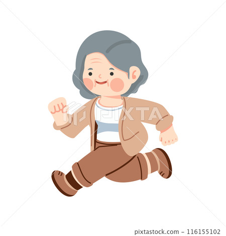Attractive older woman running cartoon Attractive older woman running cartoon 116155102