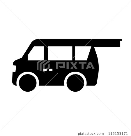 帶有打開後門的輕型貨車輪廓圖標 帶有打開後門的輕型貨車輪廓圖標 116155171