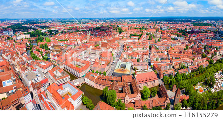 Nuremberg old town aerial panoramic view 116155279