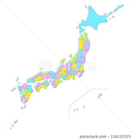 Map of Japan - Separate layers for each prefecture - Freehand style 116155525