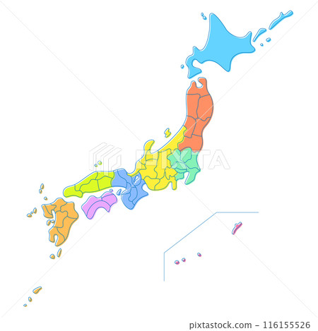 日本地圖,每個縣單獨圖層,手繪風格 日本地圖,每個縣單獨圖層,手繪風格 116155526