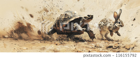 速度超快的烏龜和兔子之間的比賽 116155792