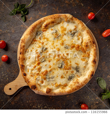 Delicious four cheese pizza 116155966