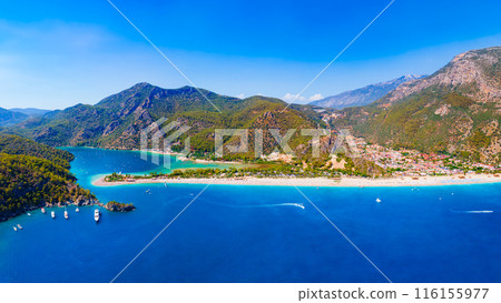 Oludeniz beach aerial panoramic view in Turkey Oludeniz beach aerial panoramic view in Turkey 116155977