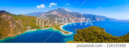 Blue Lagoon aerial panoramic view, Oludeniz beach 116155980