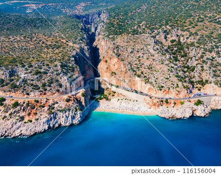 Kaputas Beach aerial panoramic view in Turkey Kaputas Beach aerial panoramic view in Turkey 116156004