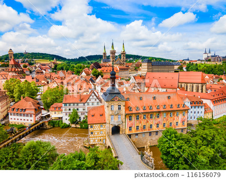 Bamberg old town aerial panoramic view 116156079