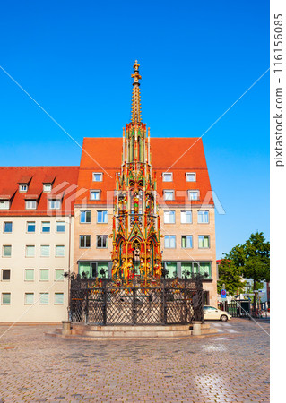 Schoener Brunnen fountain in Nuremberg, Germany 116156085