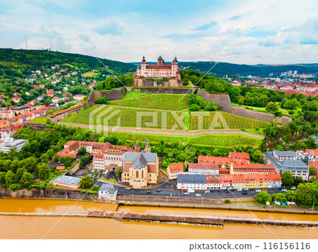 Marienberg Fortress aerial view in Wurzburg city Marienberg Fortress aerial view in Wurzburg city 116156116