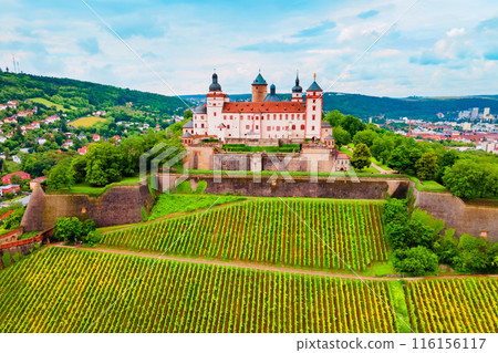 Marienberg Fortress aerial view in Wurzburg city 116156117