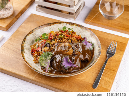 Braised beef shank and vegetables Braised beef shank and vegetables 116156150