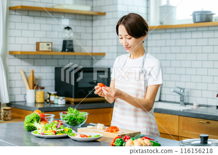 Woman, kitchen, cooking Woman, kitchen, cooking 116156218