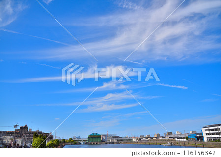 Aichi Prefecture: Nagoya cityscape, Nakagawa Canal, Minato Ward Aichi Prefecture: Nagoya cityscape, Nakagawa Canal, Minato Ward 116156342