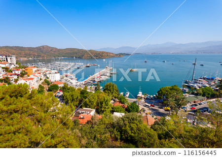 Fethiye city aerial panoramic view in Turkey Fethiye city aerial panoramic view in Turkey 116156445