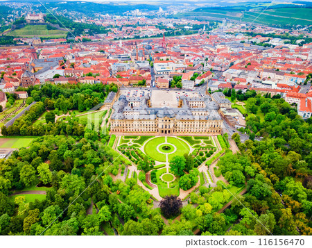 Wurzburg Residence Palace aerial view, Germany 116156470