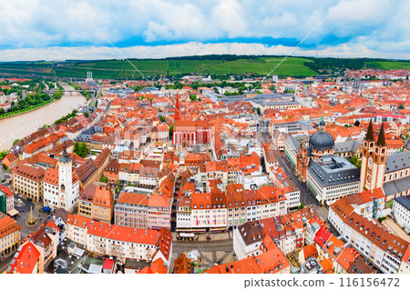 Wurzburg old town aerial panoramic view 116156472