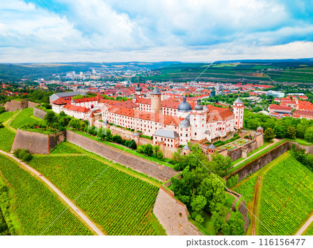 Marienberg Fortress aerial view in Wurzburg city 116156477