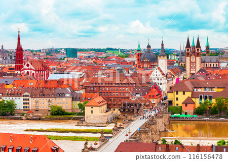 Wurzburg old town aerial view, Germany 116156478