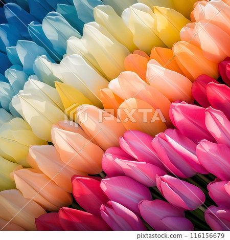 vibrant colourful abstract pattern, tulip flowers creative background, generative ai 116156679