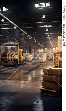 big modern industrial warehouse, delivery stock concept, generative AI big modern industrial warehouse, delivery stock concept, generative AI 116156729