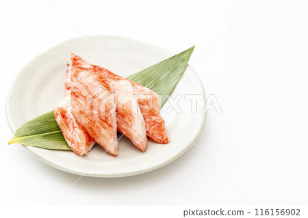 Crab sticks on white background Crab sticks on white background 116156902
