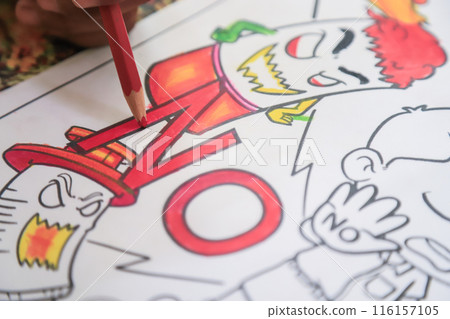 painting color pencil on drawing paper work of kid in school activity 116157105