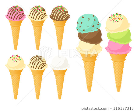 Cone ice cream topping set 116157313