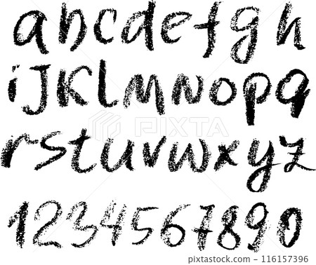 Hand Drawn Grunge Chalk Textured Font Hand Drawn Grunge Chalk Textured Font 116157396